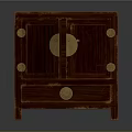 Traditional Wooden Cabinet With Open Door Gold Metal Hardware And Drawer