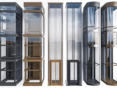 Modern Elevator Designs With Glass Cabins And Metal Frames In Contemporary Styles 3d model