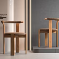 Modern Designer Dining Chairs With Natural Wood Frame And Brown Upholstered Seat