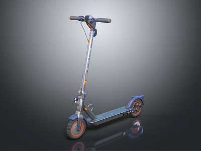 Sleek Modern Electric Scooter With Aluminum Frame And Orange Accent Wheels 3d model