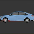 Blue Modern Sporty Sedan With Black Wheels Rear Spoiler And Sleek Design