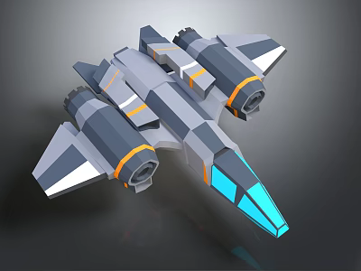 Modern Gray Passenger Aircraft With Blue Nose Orange Accent Engines And Streamlined Design 3d model