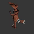 Playful Brown Cartoon Rabbit With Big Ears Red Bow Tie And Cheerful V Sign
