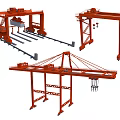 Red Industrial Crane Equipment With Various Lifting Structures And Frames 3d model