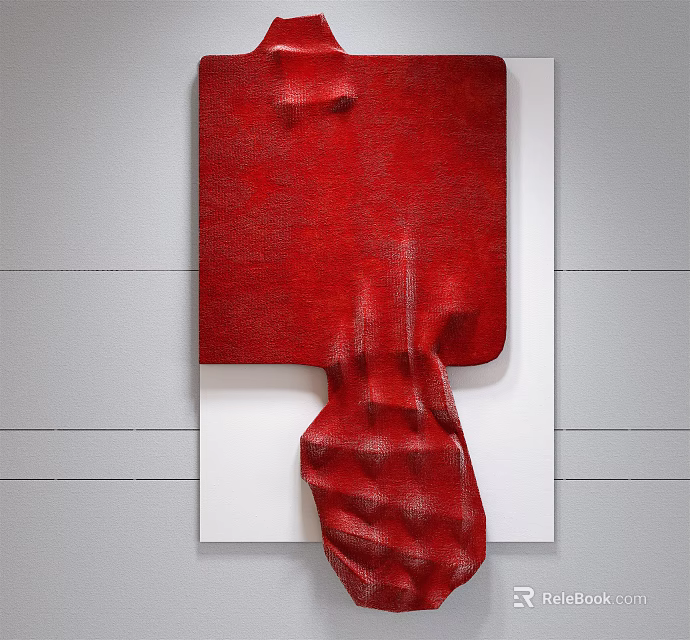 Red Textured 3D Wall Decor With Draped Design On White Background 3d model