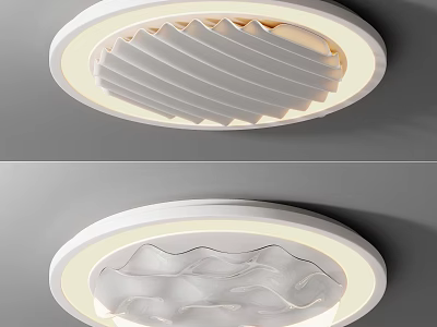 Modern White Ceiling Light With Wavy Texture And Soft Circular Lighting 3d model
