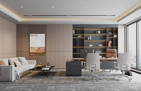 Modern manager office desk chairman office sofa painting 3d model