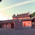 Ancient Chinese Architectural Complex With Traditional Pagoda Historic Buildings And Green Hills In Aerial View