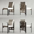 Modern Leisure Chair With Armrests Lattice Backrest Upholstered Seat And Metal Frame