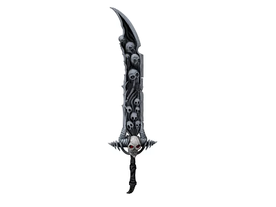 Intricate Skull Decorated Mythical Sword With Skeleton Engravings And Dark Fantasy Design 3d model