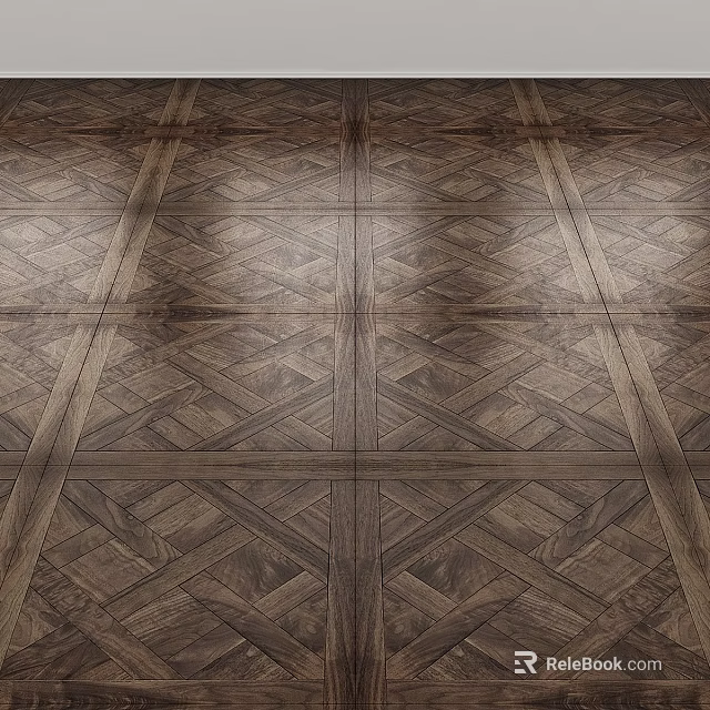 Wooden Floor Construction With Geometric Parquet Patterns And Natural Texture 3d model