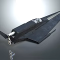 Dark Colored Futuristic Aircraft 3D Model Featuring Sleek Design Transparent Cockpit And Twin Engines