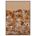 Creative 3D Artwork With Densely Arranged Small Houses In Brown Beige Tones
