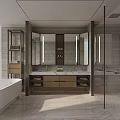 Modern Bathroom Design With Bathtub Double Vanity Large Mirror Glass Shower And Marble Surfaces