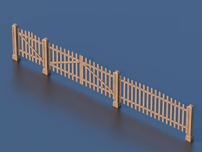 Garden Decorative Wooden Fence With Gate For Outdoor Landscape Ornamental Use 3d model