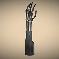 Black Robotic Mechanical Arm Model With Detailed Joints And Metal Structure