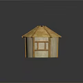 Cartoon Scene Featuring Round Hut With Thatched Roof Green Door Grassy Area And Dirt Path