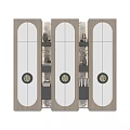 Modern Wooden Decorative Cabinet With Mirrored Panels And Illuminated Display Shelves