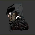 Man In Detailed Armor With Spiked Helmet And Shoulder Plates 3D Bust Model