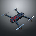 Black Red Quadcopter Drone With Four Propellers And Sleek Fuselage Design 3d model