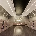 Modern Internet Cafe Interior With Comfortable Gaming Seats And LED Lighting Design