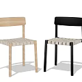 Light Wood And Black Modern Dining Chairs With Woven Seat Design