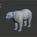 Realistic Polar Bear With White Fur Standing On Reflective Gray Surface 3d model