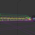Industrial Factory Building With Brick Exterior Black Roof Large Windows Open Square And Pedestrians