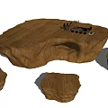 Root Carving Tea Table Handcrafted From Natural Wood With Matching Stools And Tea Set 3d model