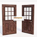 Brown Wooden Hinged Doors With Glass Panes And Classic Design Style