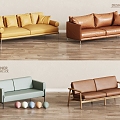 Modern double sofa in leather 3d model