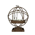 Unique Spherical Table Lamp with Iron Frame Wooden Base and Modern Design