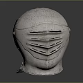Medieval Knight Helmet Silver Metal Armor with Lattice Visor Shiny Surface Protective Weapon Gear