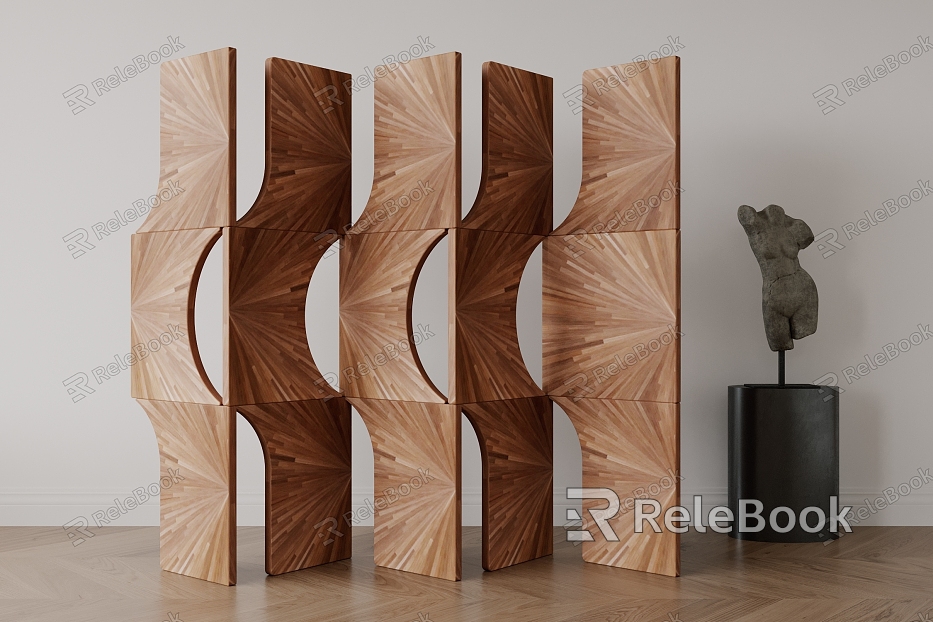 Geometric Folding Solid Wood Partition Screen model