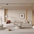 Modern Minimalist Living Room Interior With Neutral Tones Sofa Coffee Table And Artwork