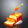 Sliced Bread With Honey Dipper Drizzling Fresh Honey On Lace Doily