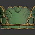 Elegant Green And Gold Decorative Bracelet With Scalloped Edges And Circular Motifs