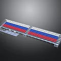 Modern Grandstand Architecture Featuring Red Blue White Seats and Multi Tiered Structure 3d model