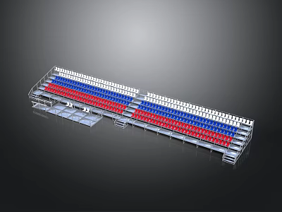 Modern Grandstand Architecture Featuring Red Blue White Seats and Multi Tiered Structure 3d model