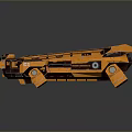 Futuristic Orange Sci Fi Mechanical Vehicle Design With Detailed Panels And Support Structures