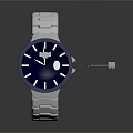 Exploded View Of Electronic Watch With Metal Strap Dial And Internal Components