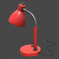 Stylish Red Table Lamp With Curved Arm And Round Base Design 3d model