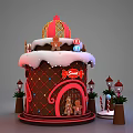 Festive Gingerbread House Featuring Sweet Sign Snowy Roof And Candy Decorations