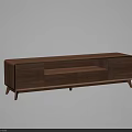Modern Wooden TV Stand With Drawers Cabinet Doors And Slim Legs