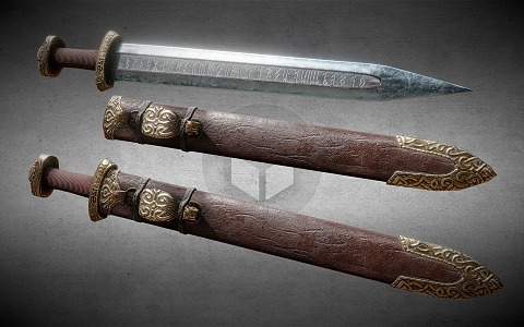 Retro Sword Long Sword 3d model