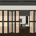 Folding door wooden screen partition 3d model