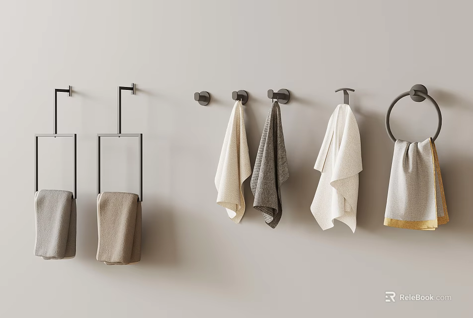 High Quality Hardware Tools For Bathroom With Towel Racks Hooks And Towel Rings 3d model 