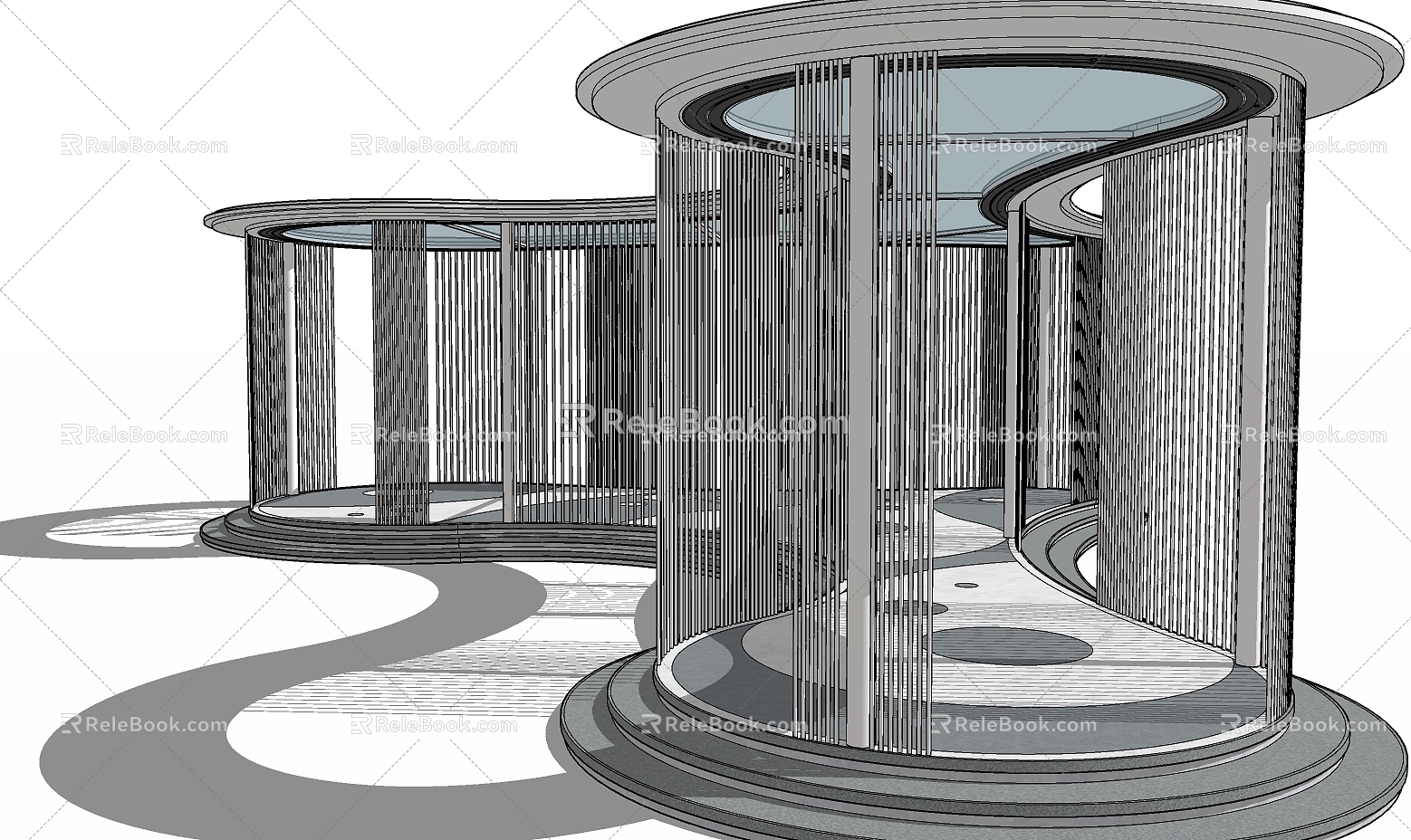 Modern gallery art curve gallery model