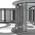 Modern Circular Pergola Design With Slender Columns And Curved Pathway