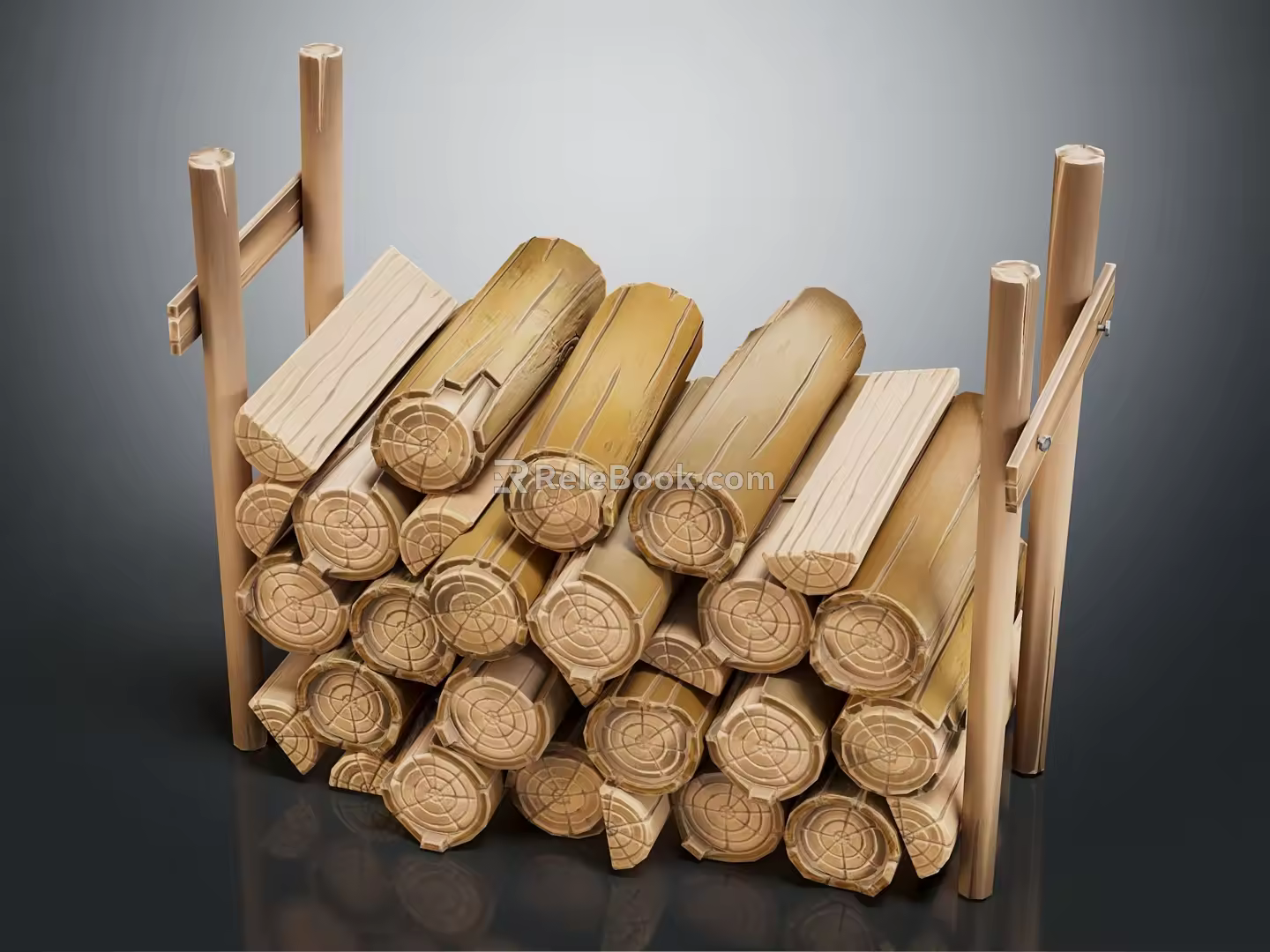 Modern Timber Log Stack Split 3d model